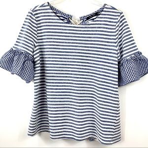 Doe‎ & Rae Striped Ruffled Top